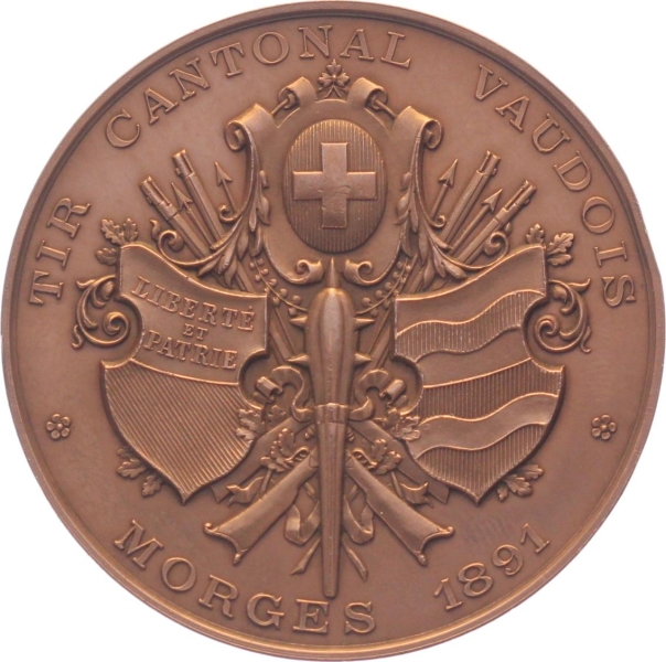 1891 Morges - Kupfer - Kantonales Schützenfest Waadt